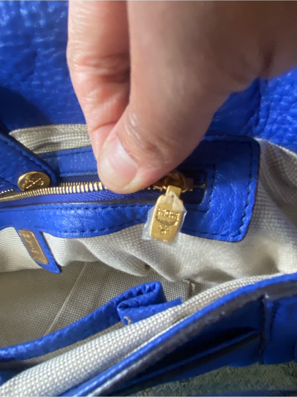 MCM Royal Blue Leather Crossbody Messenger Bag - Picture 6 of 11